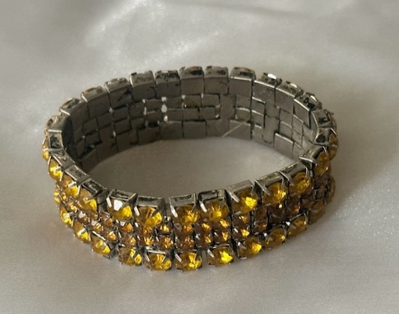 Vintage 1950's Rhinestone Stretch Expansion Bangl… - image 3