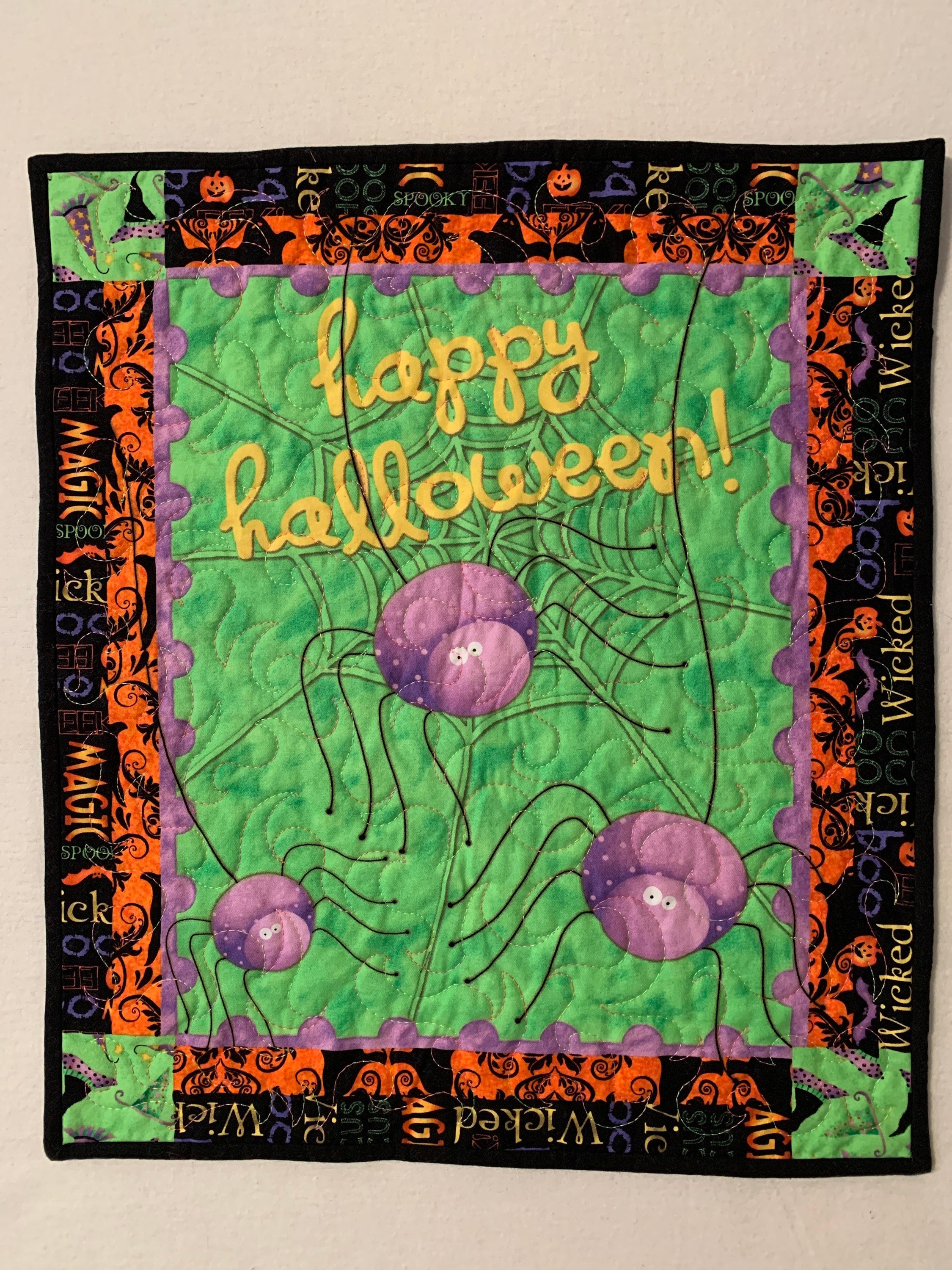 Small Cute Halloween Quilted Wall Hanging in Bright Colors With the ...