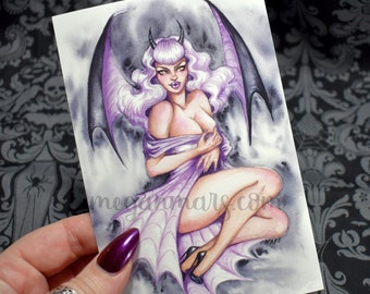 Diablica - 4x6 Art Print par Megan Mars - pin-up art - art érotique - art sexy - démon diable mythologique - Halloween