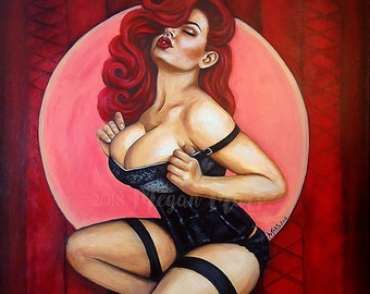 Halloween Vintage Pin Up Girl with Pumpkin 11 x 14/" Photo Print