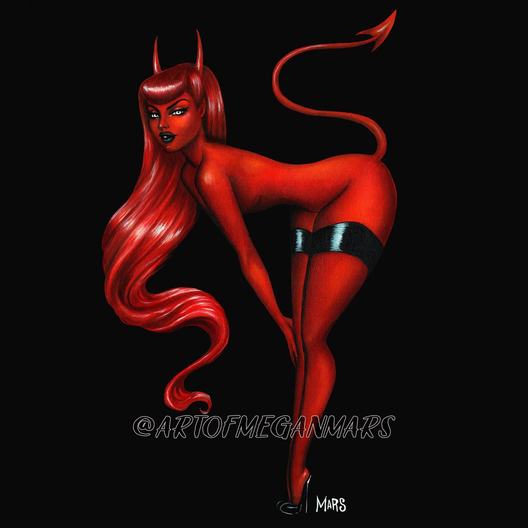 Sexy Devil Girl Cartoon Porn - Scarlet Devil 11x14 Art Print by Megan Mars Red Devil Girl - Etsy Israel