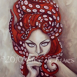 Octavia Octopus Mermaid Art Print - Tentacle Hair Goddess (11x14)