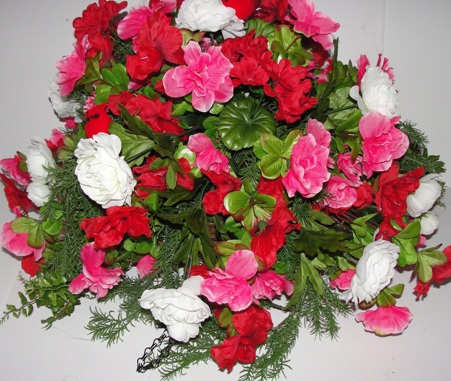Silk Flowers Hanging Basket Azaleas Summer Garden Geraniums Etsy