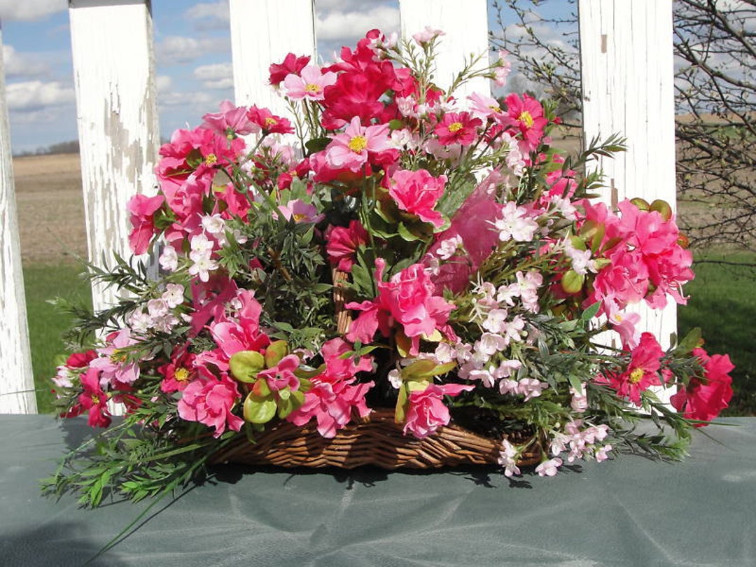 Spring Silk Flower Arrangements Pink, Violet or Custom Colors Dining