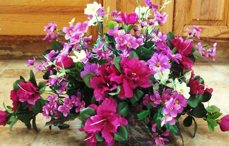 Spring Silk Flower Arrangements Pink, Violet or Custom Colors Dining Table Bedroom Living Room Mothers Day Easter Gifts Ships worldwide image 2