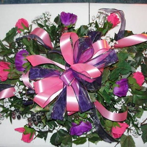 Valentines Day Mothers Day Easter Custom Colors Cemetery Grave Pillow / Blanket Pink Purple Silk Roses 20 x 18 or Custom Sizes upon request