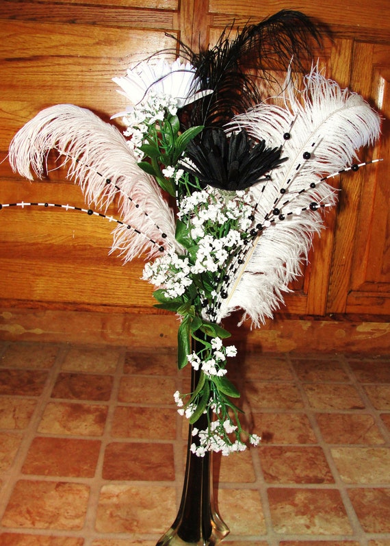 Zebra Stripe Bling Gerber Daisy Black White Feathers Bud Vase Etsy