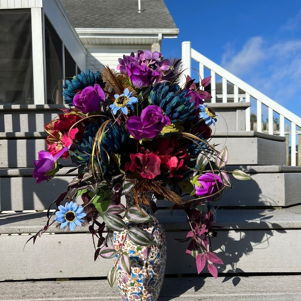 Teal Flower Vase Etsy