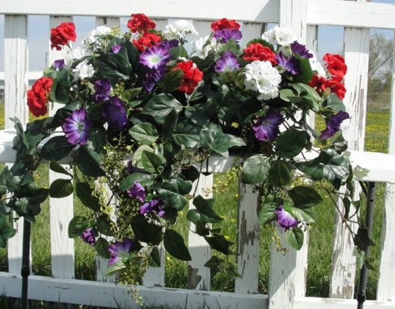 White Geraniums Yellow Azaleas Silk Cascading Greens Window Etsy