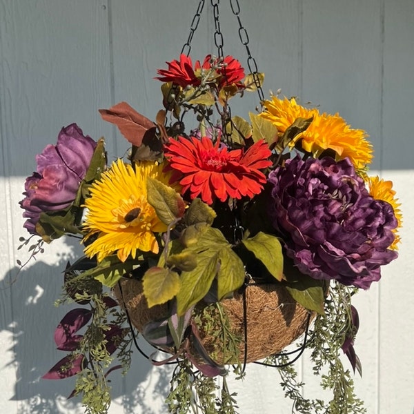 Artificial Fall Hanging Basket Etsy