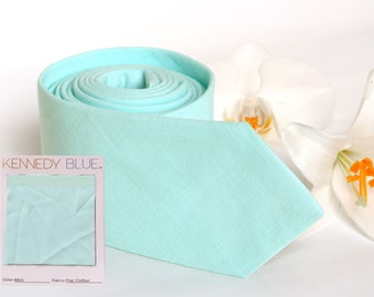 Mint Tie KENNEDY BLUE  Men's skinny tie  Wedding Ties  Necktie for Men Special Order