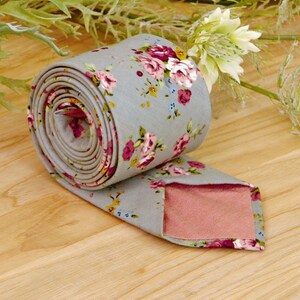 mens grey floral tie