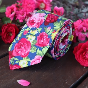 Floral Sapphire Tie David&#39;s Bridal Men&#39;s skinny tie Groomsmen Tie CandyPink AZAZIE  Berry tie Wedding Ties Necktie for Men Special Order