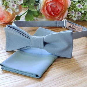 STAUBBLAUES Set aus Fliege und Einstecktuch von David's Bridal, passendes Set aus Fliege und Einstecktuch, Einstecktuch für Herren, Sonderbestellung