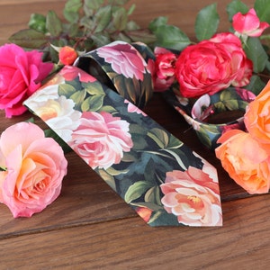 Tie Roses Wedding NeckTies Coral Floral Pink Flowers Men&#39;s skinny tie Petal Salmon Wedding Ties Bridal Rose Pocket square Special Order