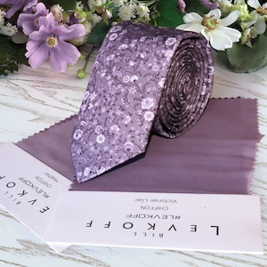LILAC Floral Tie Wedding LAVENDER Haze WildFlowers Necktie Purple Floral Skinny tie WISTERIA Wedding Ties Davids Bridal Necktie SpecialOrder image 4