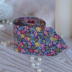 Blue Floral Tie Multicolored  Liberty of London Tie Royal Blue & Red Flowers Tie  Groomsmen Red Ties Wedding Ties  Special Order