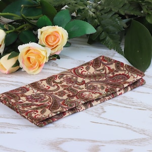 Pocket square Paisley Honey Matching Hanky Cream  Wedding Red Green Paisley Necktie Suspenders BowTie Special Order