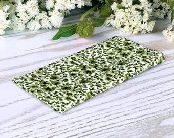 Pañuelo de bolsillo con estampado floral oliva - Pañuelo de boda con estampado floral chinoiserie blanco, Pañuelo a juego verde hoja, Pañuelo de bolsillo de algodón verde musgo