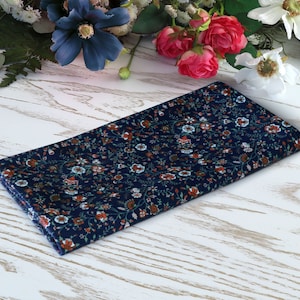 Pocket square BLUE Floral Marine Matching Hanky Cinnamon WildFlowers Wedding Terracotta Floral Necktie Burnt Orange BowTie Special Order