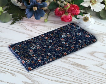 Pocket square BLUE Floral Marine Matching Hanky Cinnamon WildFlowers Wedding Terracotta Floral Necktie Burnt Orange BowTie Special Order