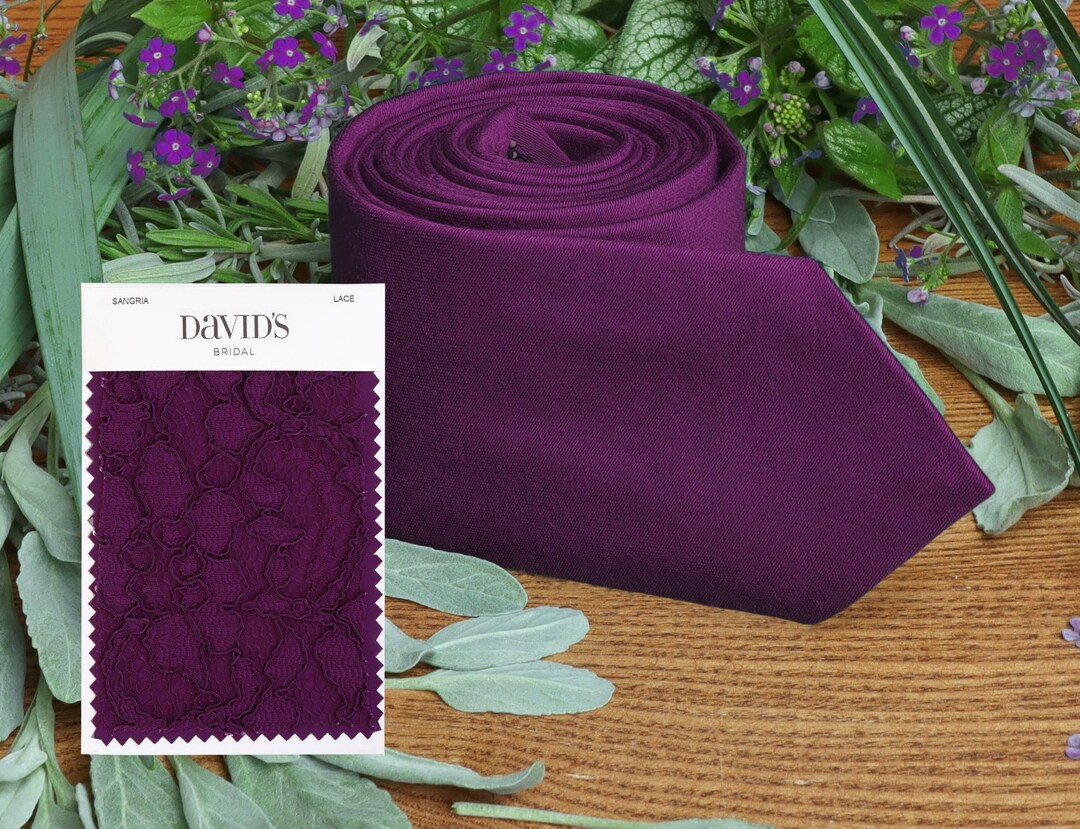 SANGRIA LACE Tie David s Bridal Men s Skinny Tie Sangria Wedding Ties Necktie Bow Tie Purple Pocket Square Suspenders Special Order Etsy