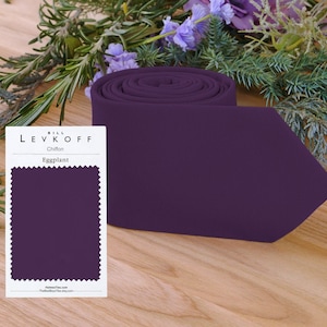Eggplant Tie BILL LEVKOFF Chiffon  Men&#39;s skinny tie  Purple Wedding Ties Bow Tie Pocket square Suspenders  Necktie for Men Special Order