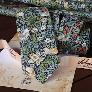 Floral Tie DUSTY SAGE Necktie David&#39;s Bridal Flower Garden Birds Dark Green Tie Floral FOREST Skinny tie Wedding Ties Sea Glass SpecialOrder