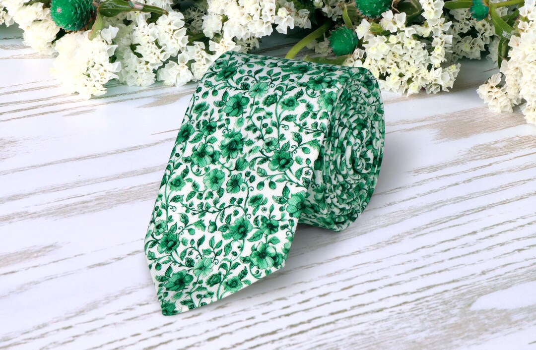 Emerald Green Floral Tie