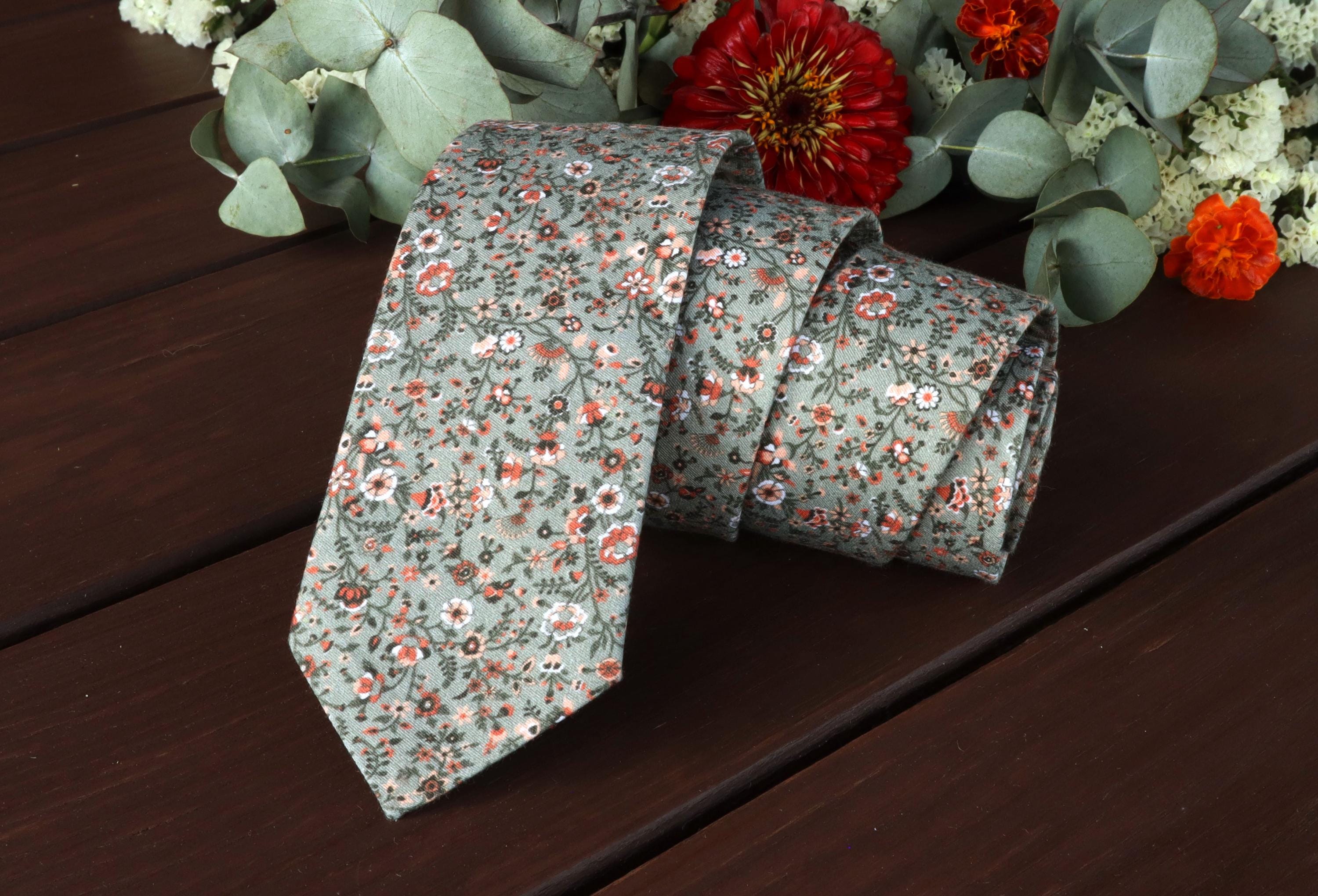 Floral Green Tie EUCALYPTUS Wedding Terracotta Wildflowers Sage