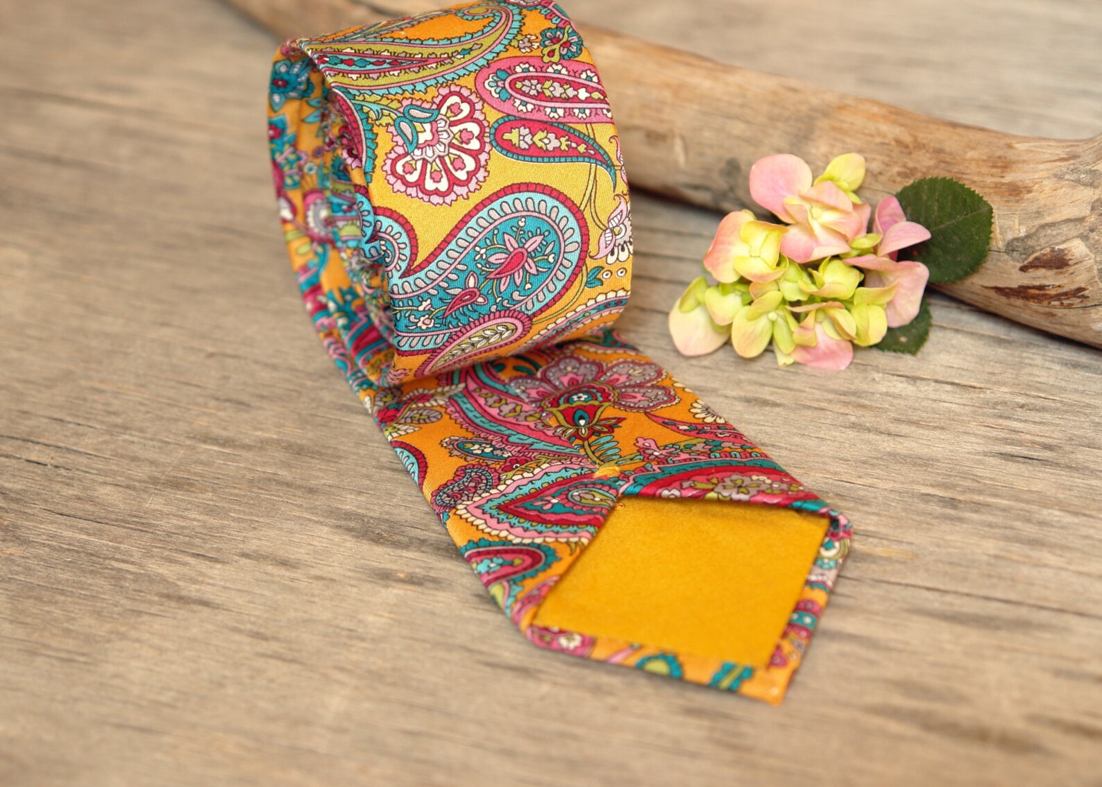 Mustard Yellow Multicolor Paisley Tie Men's skinny tie Etsy