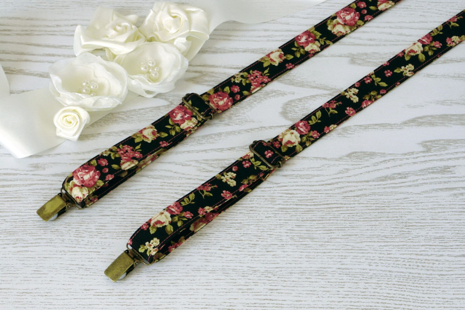 Suspenders Floral Green Olive Hot Pink Wedding Suspenders Etsy