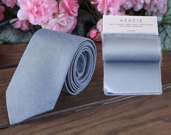 Dusty Blue AZAZIE Tie Men s Skinny Tie Blue Gray Wedding Necktie Suspenders Pocket Square Special Order Etsy