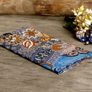 Pocket square Navy with Chocolate Flowers SALE