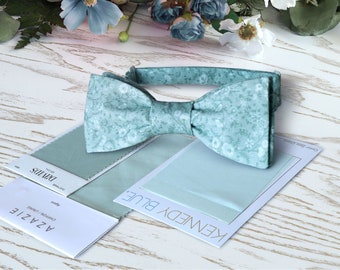 Bow Tie Green Floral White DUSTY SAGE David's Bridal Agave Bow-Tie Wedding WildFlowers Sage Green Cotton Floral  See Glass Grooms BowTie