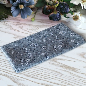 Pocket square DUSTY BLUE  Floral White Matching Hanky Slate WildFlowers Wedding Grey  Floral Necktie  BowTie Special Order