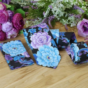 Floral Tie and Pocket square Set Purple Violet Metallic Gold Men&#39;s skinny Tie & Hanky Set Blue RosesTie BowTie Pocket square  Special Order