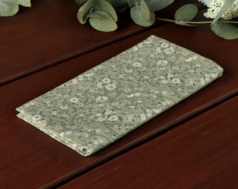Chusteczka kieszonkowa SAGE Green Floral Wedding MOSS Matching Hanky Dusty Sage AZAZIE WildFlowers Handkerchief Wedding Sage Floral Special Order