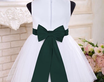 Flower Girl Sash  Tie Sash Bow FOREST David's Bridal Wedding Junior Bridesmaid  Wedding Sash Wedding Belt Custom colors