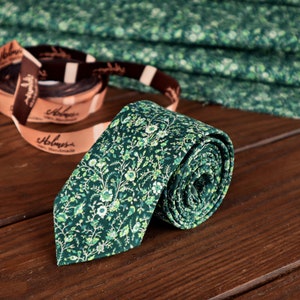 Emerald Green Floral Necktie Wedding WildFlowers Tie Floral Skinny tie Wedding Ties Necktie Bow-Tie Suspenders Pocket square Special Order image 3