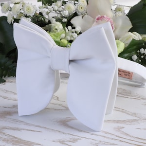 Butterfly Bow Tie White Pre-Tied  Butterfly Big Bowtie Oversized Classic Bow Tie Wedding bowtie Special Order