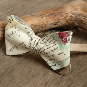 Papillon Vintage Cartolina Papillon Bianco Antico con Stampa Menta Papillon Classico Papillon Da Sposa VENDITA