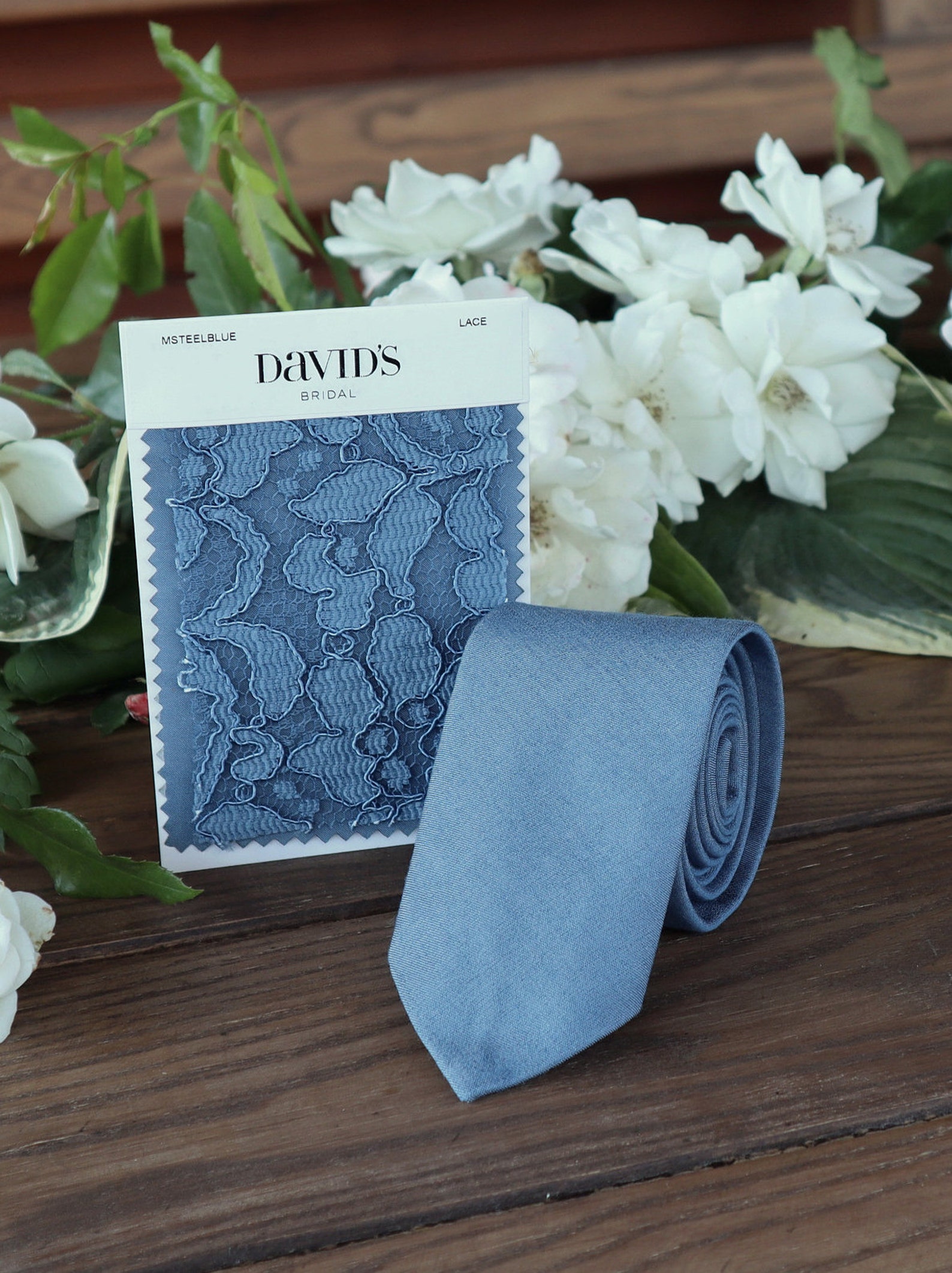 Steel Blue Tie David's Bridal Men's skinny tie Etsy