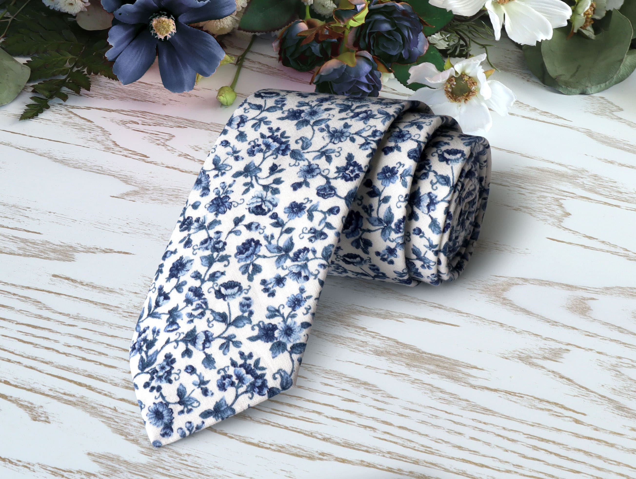 mens blue floral ties