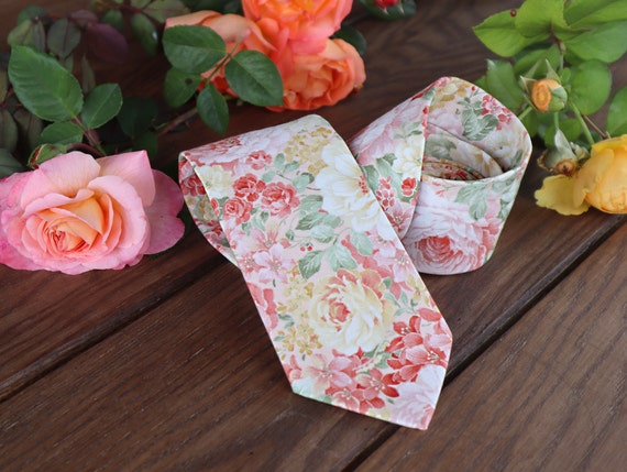 coral floral ties