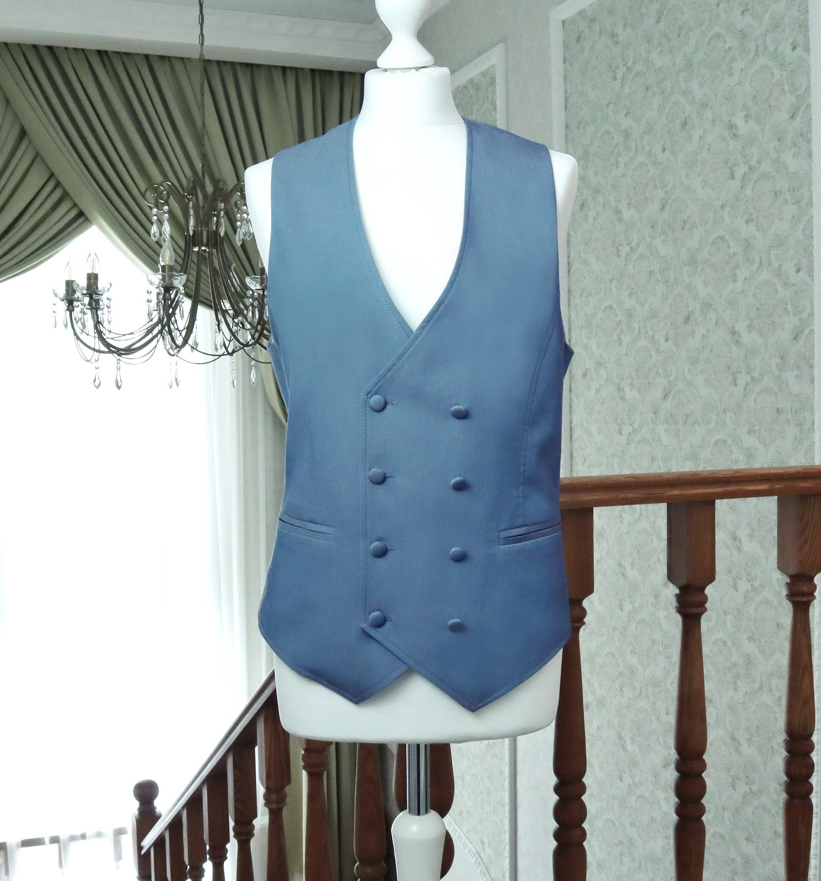 STEEL BLUE Vest David's Bridal Groomsmen Vest Wedding Etsy
