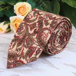 Cravate mariage cachemire miel Cravate crème Cravate skinny Cravates de mariage rouge-vert Nœud papillon Bretelles Pochette de costume Commande spéciale