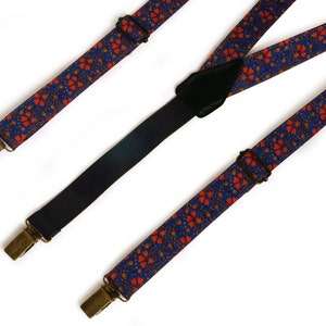 Suspenders Royal Blue with Red Flowers  Wedding Suspenders  Men&#39;s Suspenders SALE