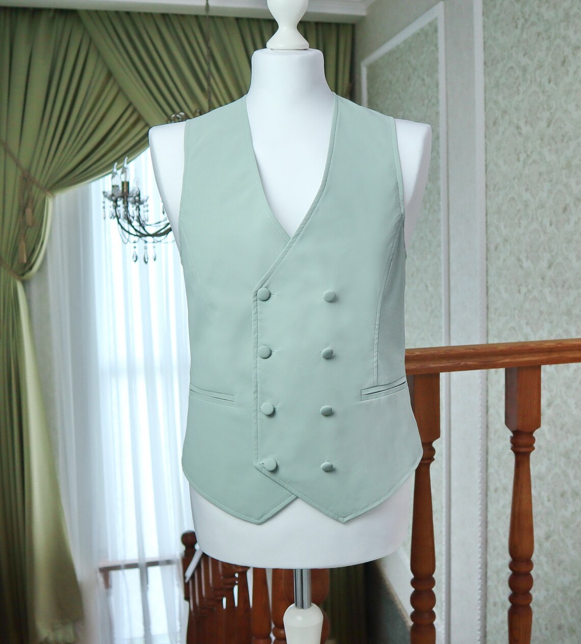 DUSTY BLUE Vest David's Bridal Groomsmen Vest Wedding Etsy