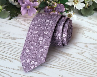 Cravate florale lilas mariage lavande Haze fleurs sauvages cravate cravate fine florale violet glycine Cravates de mariage Davids cravate de mariée commande spéciale